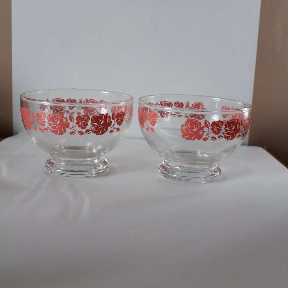 Dominion Pink Rose Sherbet Cups Fruit Lot of 2